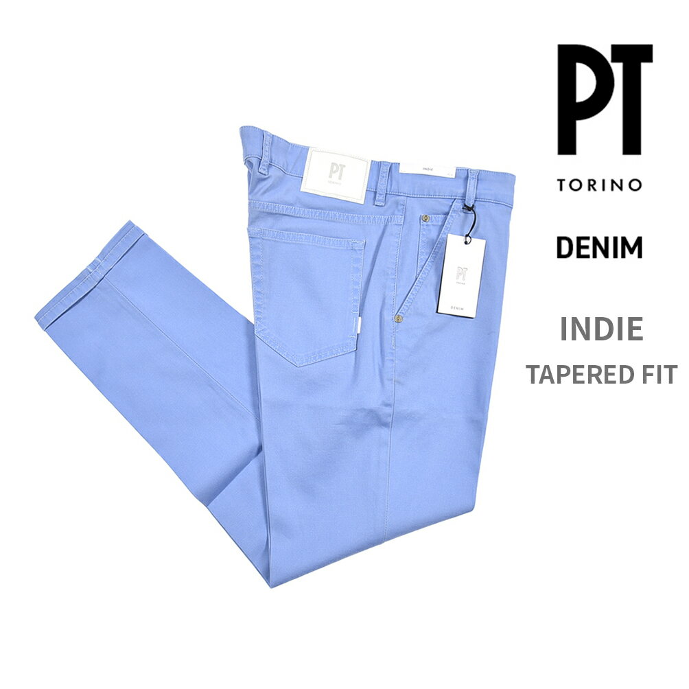 Rakuten - 【スーパーSALE】【半額以下】 ピーティートリノ デニム PT TORINO DENIM INDIE インディ TAPERED FIT テーパードフィット カラーデニム チノ パンツ 春夏 メンズ コットン リヨセル ストレッチ ブルー イタリア ブランド PT05