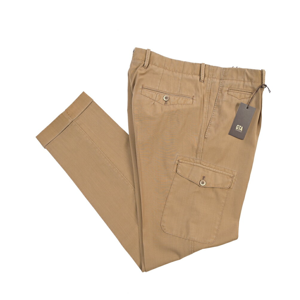 乐天商城 - 【春夏先行セール】【40％OFF】 ジーティーアー GTA BYRON CARGO DE バイロン SLIM スリム ウールスラックス ワンタック カーゴパンツ 春夏 メンズ 製品染め ヴァージンウール 100% ブラウン イタリア ブランド