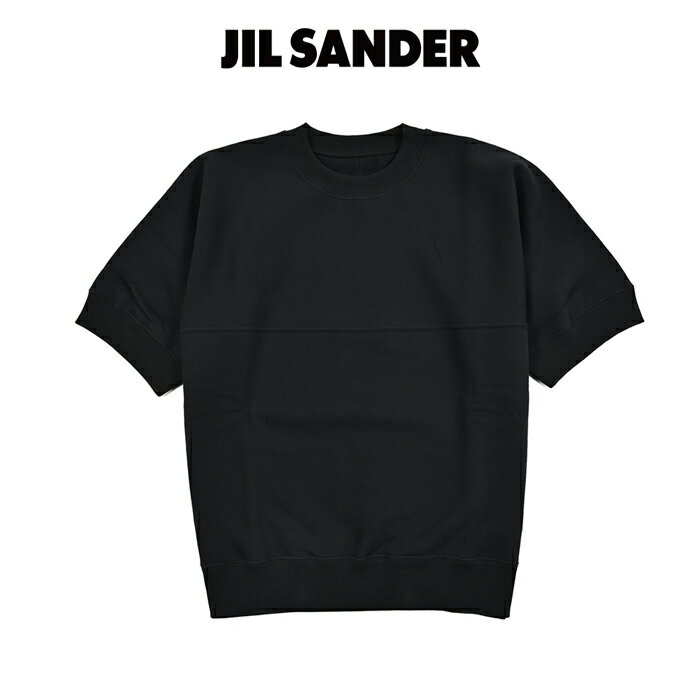 樂天商城 - 【SALE】 ジルサンダー JIL SANDER 【2026年 春夏新作】 ライトコットンテリー 半袖 スウェットシャツ ドロップショルダー クルーネック 春夏 秋 3シーズン メンズ コットン 100% 裏微起毛 ブラック イタリア ブランド MADE IN ITALY