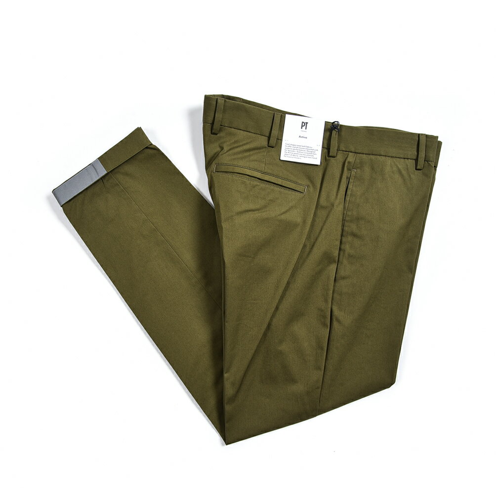 【クリアランス】【半額以下】 ピーティートリノ PT TORINO Active アクティブ EPSILON イプシロン スラックス スーパーストレッチ パンツ ノープリーツ 春夏 メンズ 軽量 形状記憶 高機能コットン 無地 オリーブ イタリア ブランド PT01