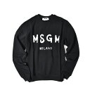 【SALE】【30％OFF】 エムエスジーエム MSGM スウェットシャツ トレーナー クルーネック 長袖 メンズ コットン 100% ペイント ロゴ ブラック イタリア ブランド MADE IN ITALY