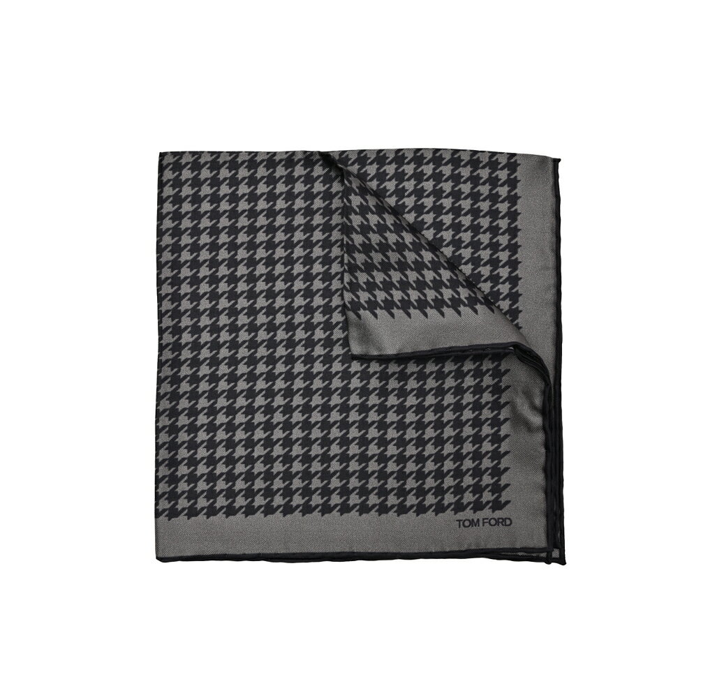 トムフォード TOM FORD ポケットチーフ メンズ シルク 100% 千鳥格子 グレー イタリア ブランド MADE IN ITALY フォーマル パーティー 結婚式 ギフト プレゼント