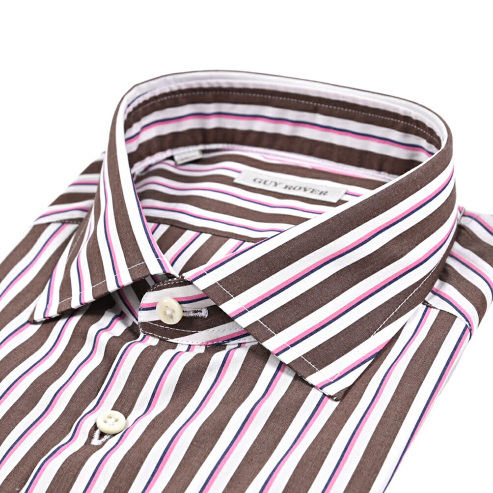 Wide Collar - 【SALE】 ギローバー GUY ROVER ドレスシャツ ワイシャツ ワイドカラー 長袖 メンズ コットン 100% ストライプ マルチカラー イタリア ブランド MADE IN ITALY