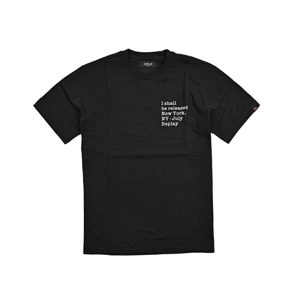 Rakuten - 【SALE】【半額以下】【70％OFF】 リプレイ REPLAY ロゴ Tシャツ カットソー 半袖 クルーネック レギュラーフィット メンズ コットン 100% ロゴ ブラック イタリア ブランド