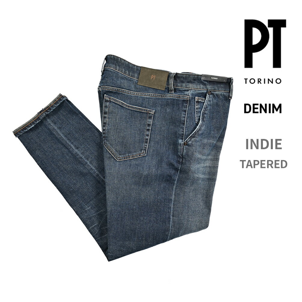 Rakuten - 【春夏先行セール】 ピーティートリノ デニム PT TORINO DENIM INDIE インディー TAPERED テーパード デニムジーンズ デニスラ ストレッチパンツ メンズ コットン ブルー MADE IN ITALY イタリア ブランド PT05