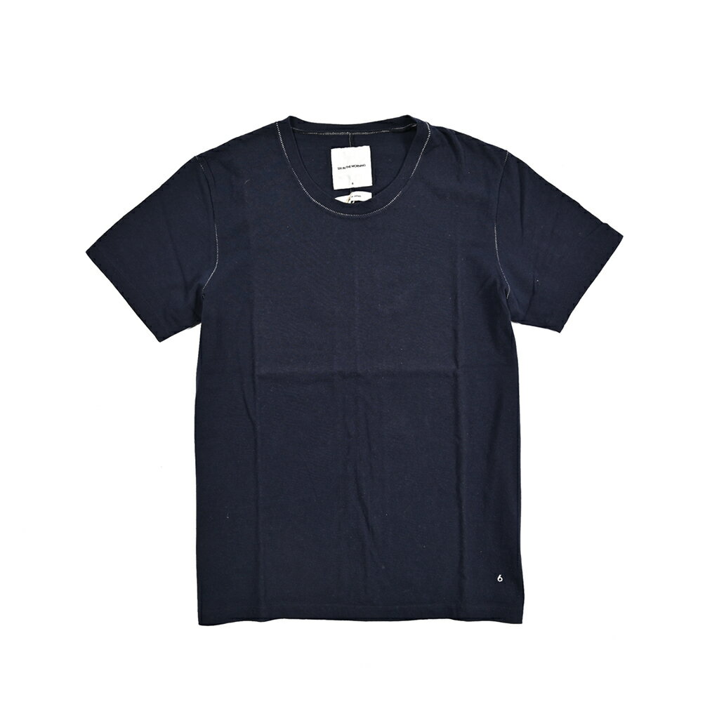 樂天商城 - シックスインザモーニング SIX IN THE MORNING Tシャツ カットソー クルーネック 半袖 春夏 メンズ コットン 100% ステッチデザイン ネイビー MADE IN JAPAN