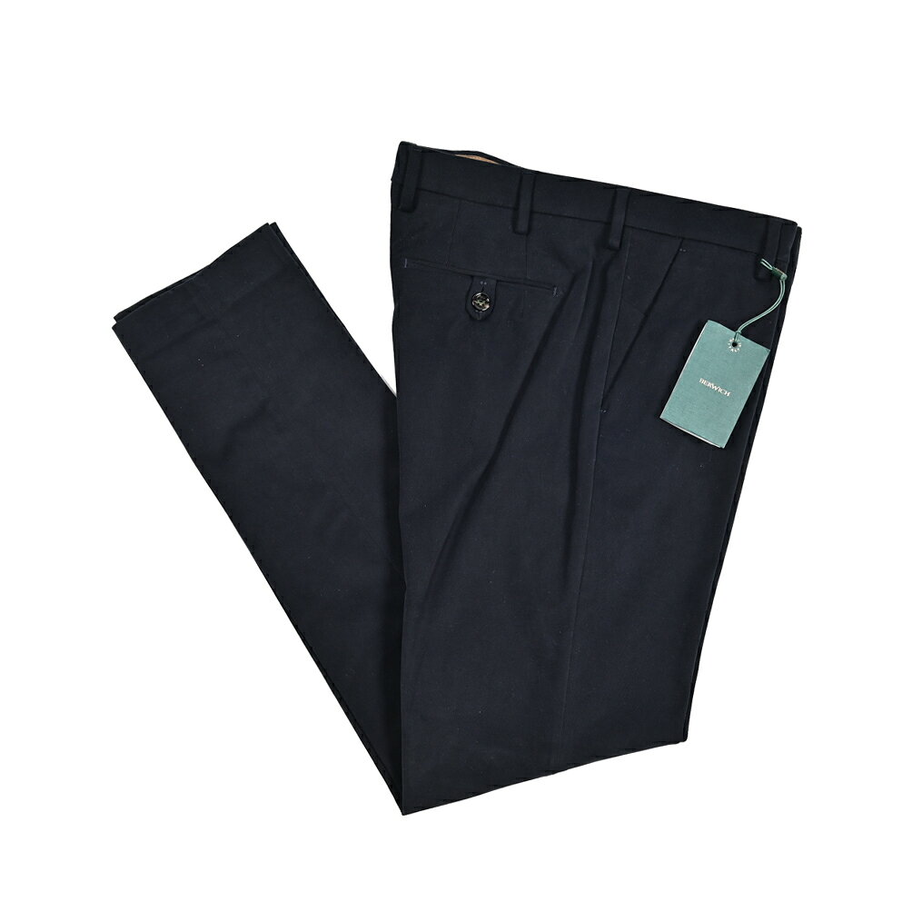 Rakuten - 【ファイナルクリアランス】【半額以下】 ベルウィッチ BERWICH MORELLO モレロ コットンスラックス ノータック パンツ 秋冬 メンズ コットンストレッチ ネイビー イタリア ブランド MADE IN ITALY