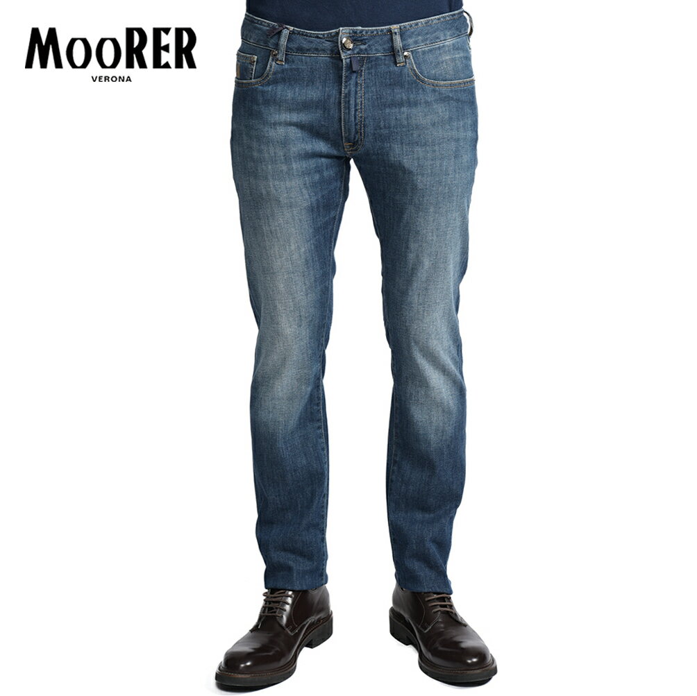 樂天商城 - 【SALE】【半額以下】 ムーレー MOORER CREDI-PS705 デニムジーンズ 5ポケット パンツ メンズ スリムフィット Japanese Fabric コットンストレッチ ブルー イタリア ブランド MADE IN ITALY