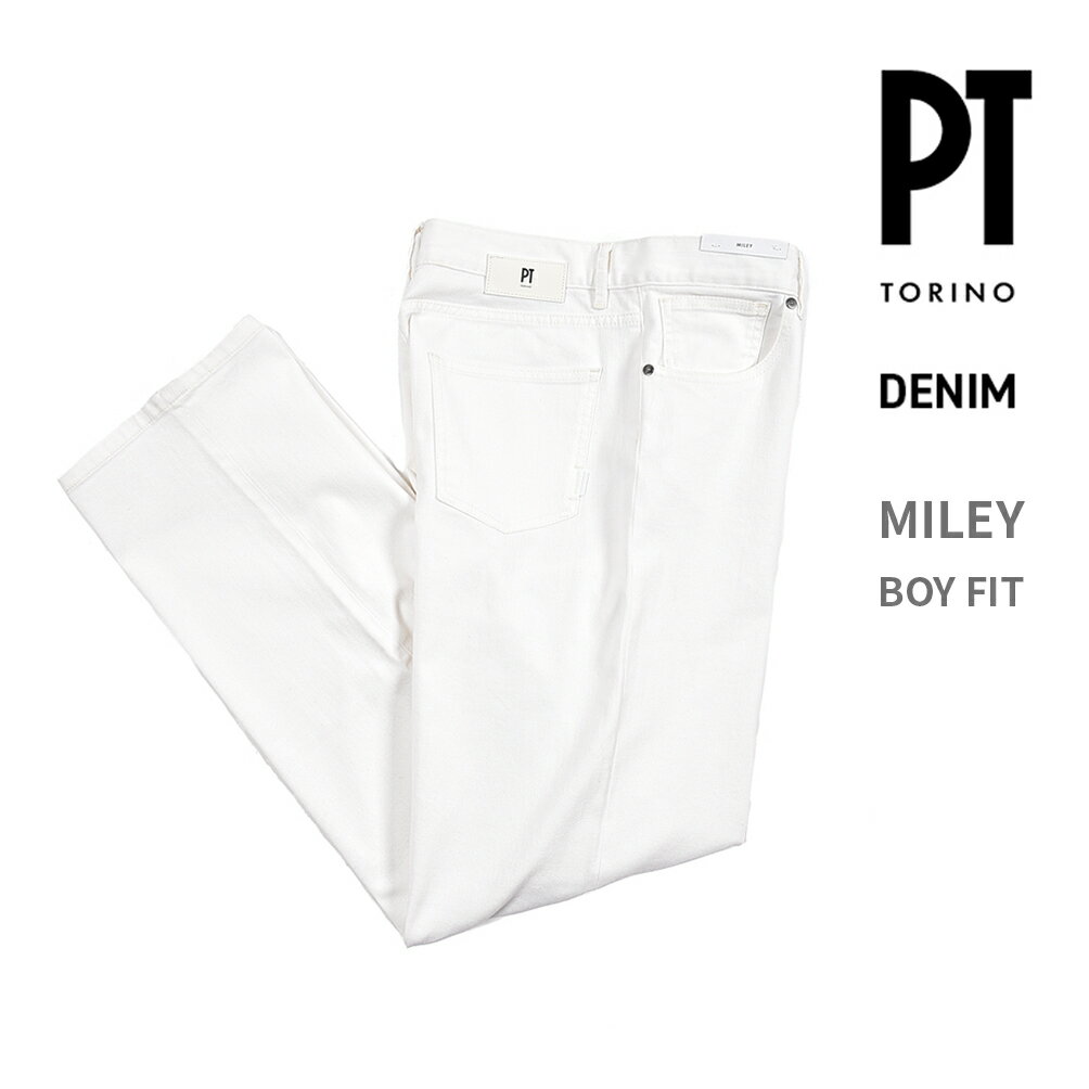 樂天商城 - ピーティートリノ デニム PT TORINO DENIM MILEY マイリー BOY FIT ボーイフィット デニム ジーンズ 5ポケット ワイドシルエット パンツ 春夏 レディース コットン ストレッチ ホワイト イタリア ブランド PT05