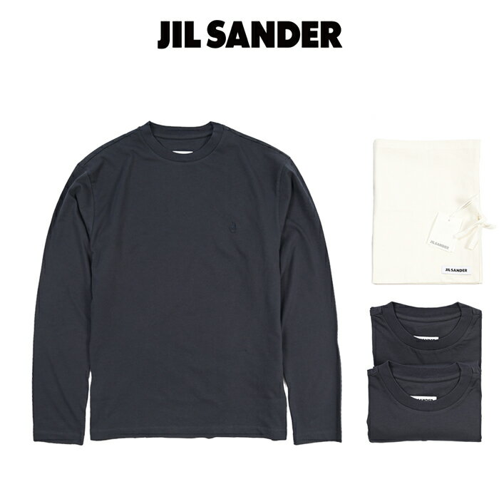 樂天商城 - ジルサンダー JIL SANDER 【2026-27年 秋冬新作】 3パックTシャツ 長袖 ジャージー ロンT カットソー クルーネック ドロップショルダー メンズ オーガニックコットン 100% ワンポイントロゴ ネイビー イタリア ブランド