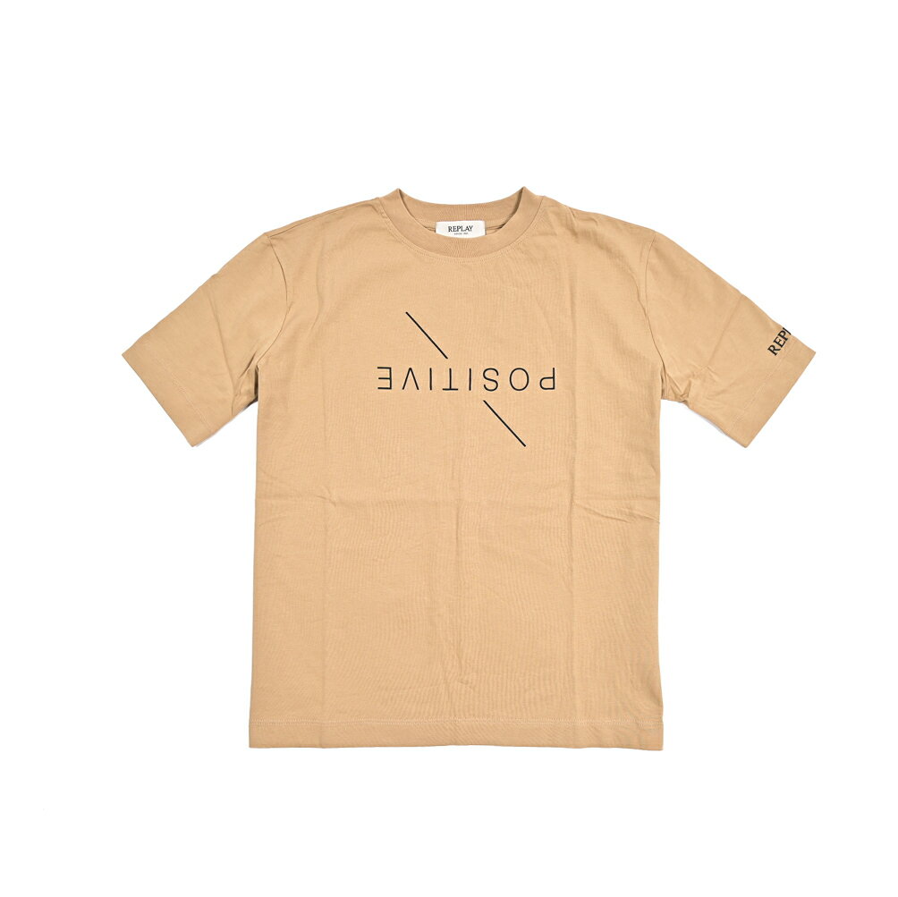 Rakuten - 【半額以下】【70％OFF】 リプレイ REPLAY ロゴ Tシャツ カットソー 半袖 クルーネック ワイドシルエット 春夏 レディース コットン 100% ロゴ ベージュ イタリア ブランド