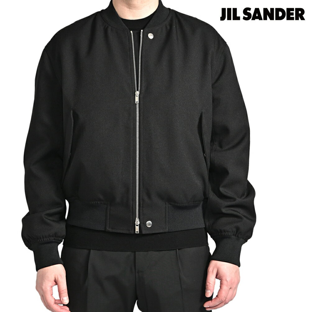 Rakuten - 【P10倍】 ジルサンダー JIL SANDER 【2026年 春夏新作】 MA-1 ギャバジン ボンバージャケット 中綿ブルゾン 春夏 秋 3シーズン メンズ アウター レギュラーフィット ポリエステル 100% ブラック イタリア ブランド MADE IN ITALY