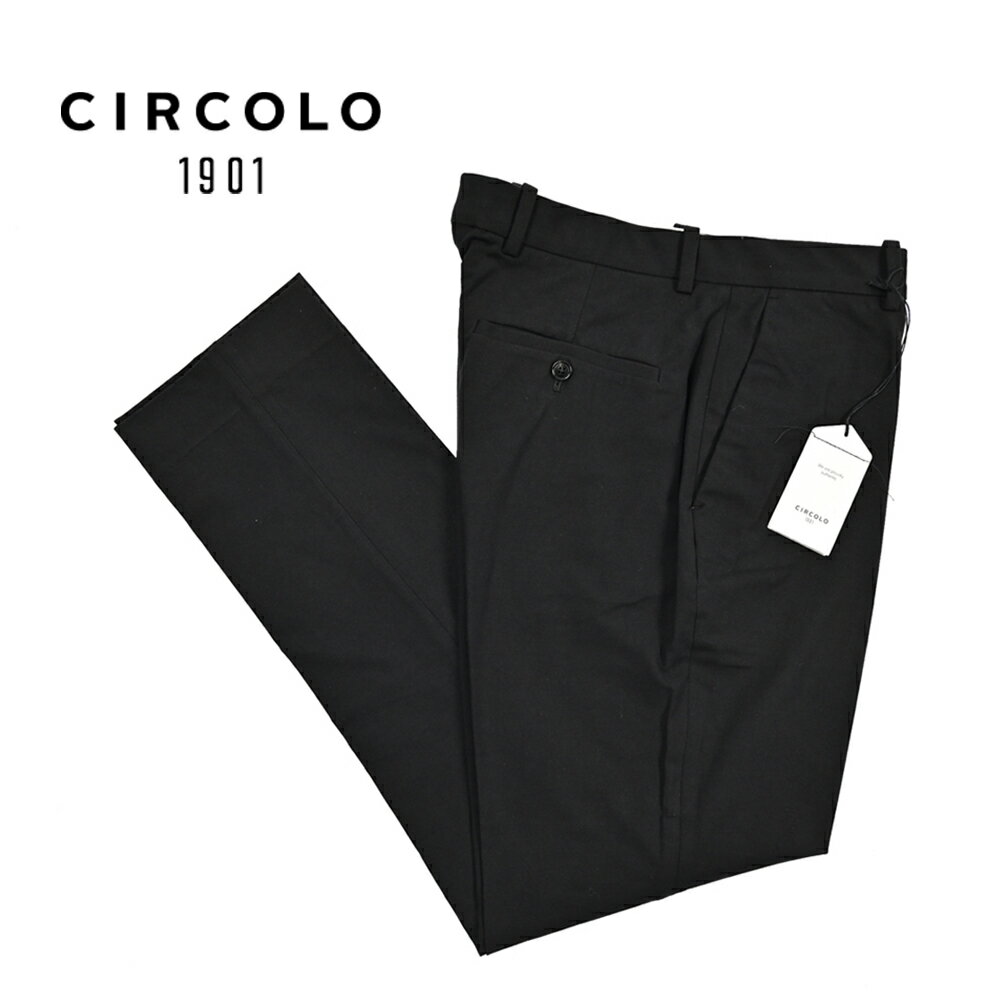 Rakuten - 【P10倍】 チルコロ CIRCOLO 1901 【2026年 春夏新作】 イージースラックス ノータック パンツ 春夏 メンズ セットアップ対応 コットンフリース ストレッチ ライトジャージー ブラック イタリア ブランド