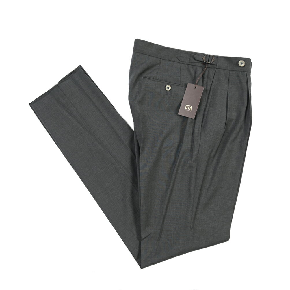 樂天商城 - 【春夏先行セール】【40％OFF】 ジーティーアー GTA HERRICK エリック COMFORT コンフォート ウールスラックス ツータック グルカパンツ サイドアジャストベルト 春夏 メンズ ヴァージンウール 100% ダークグレー イタリア ブランド