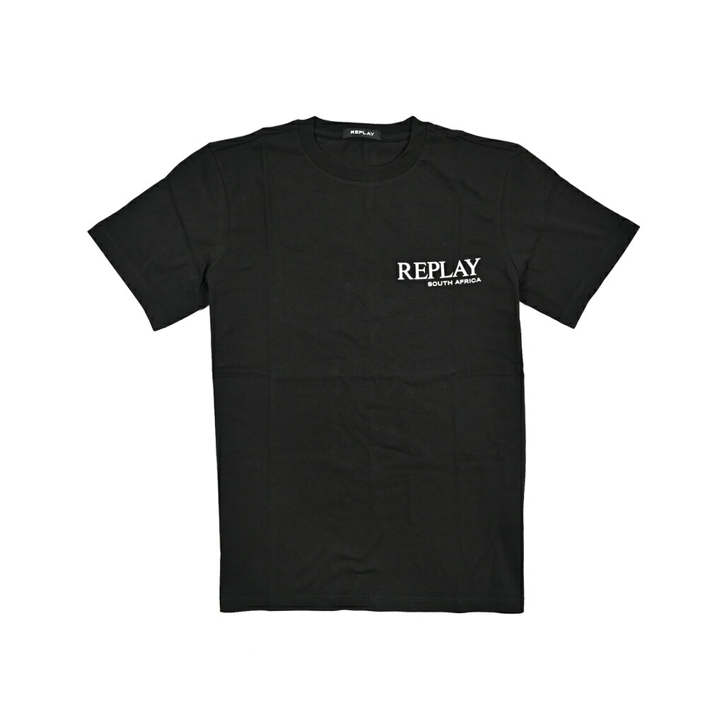 Rakuten - 【半額以下】【70％OFF】 リプレイ REPLAY ロゴ Tシャツ カットソー 半袖 クルーネック 春夏 メンズ コットン 100% ワンポイントロゴ ブラック イタリア ブランド