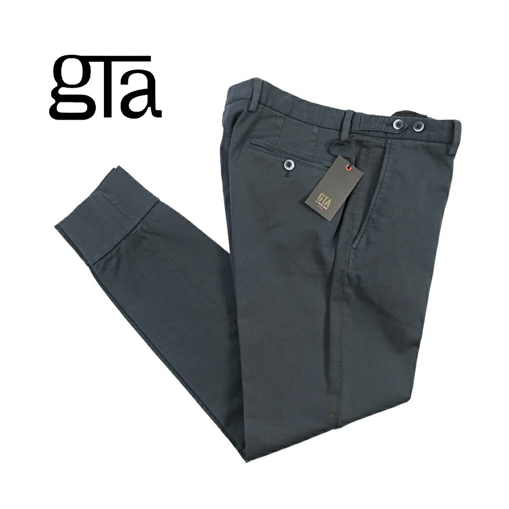 Rakuten - 【クーポンで半額】 ジーティーアー GTA GIORGIO TECH ジョルジオテック SLIM スリム スラックス ノータック イージーパンツ 春夏 メンズ コットンジャージー ストレッチ ネイビー イタリア ブランド