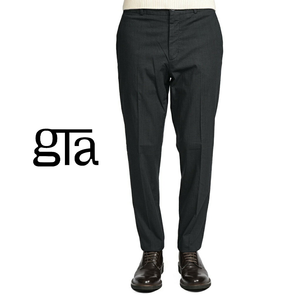Rakuten - 【クーポンで半額】 ジーティーアー GTA DAVIDE DE ダヴィデ REGULAR レギュラー 麻混スラックス ノータック イージーパンツ インドローコード 春夏 メンズ コットン リネン ストレッチ ダークグレー イタリア ブランド
