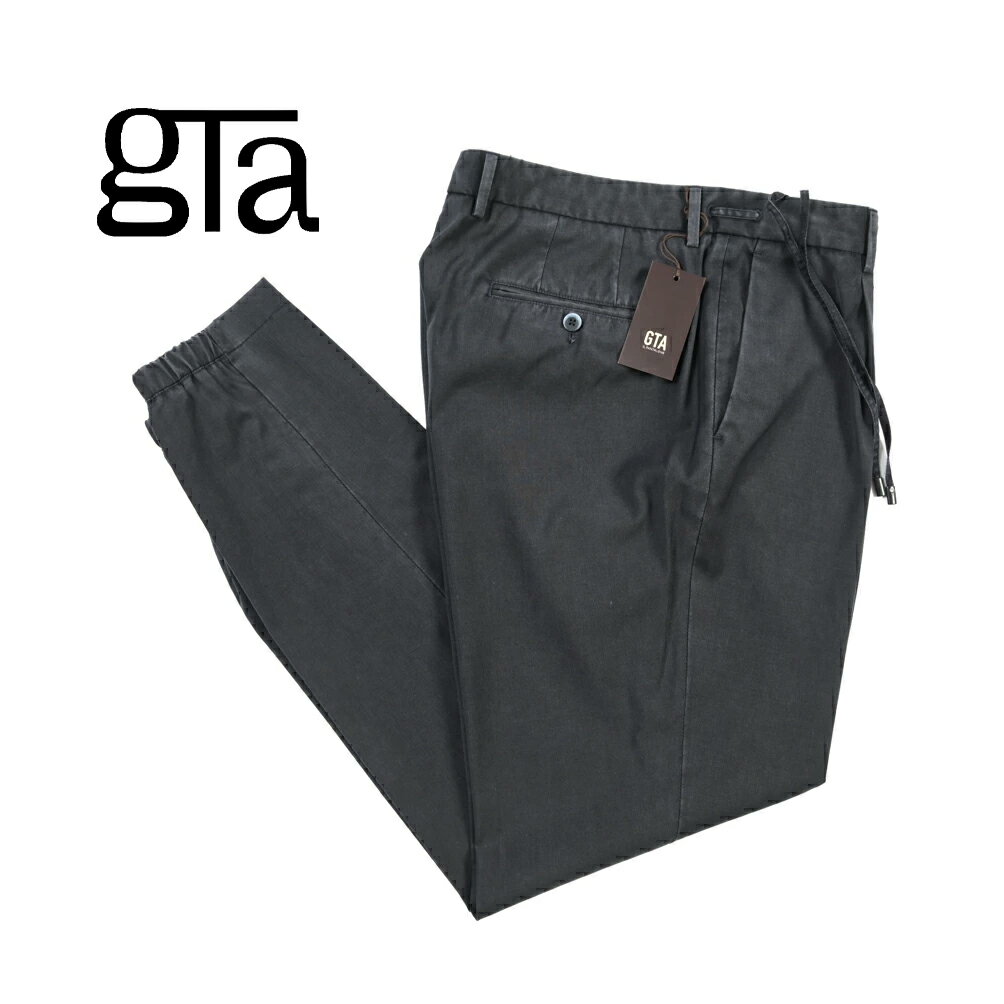 Rakuten - 【クーポンで半額】 ジーティーアー GTA HERRICK JOG NEW エリック COMFORT コンフォート サマーウール スラックス ワンタック ジョガーパンツ インドローコード 春夏 メンズ ヴァージンウール 100% ダークグレー イタリア ブランド
