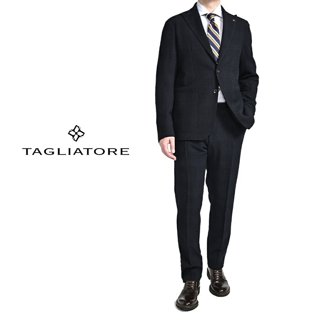 Rakuten - 【P20倍】 タリアトーレ TAGLIATORE 【2026年 春夏新作】 MONTECARLO モンテカルロ テーラードスーツ 2Bシングル ピークドラペル 春夏 メンズ ストレッチ ヴァージンウール シアサッカー ネイビー イタリア ブランド MADE IN ITALY