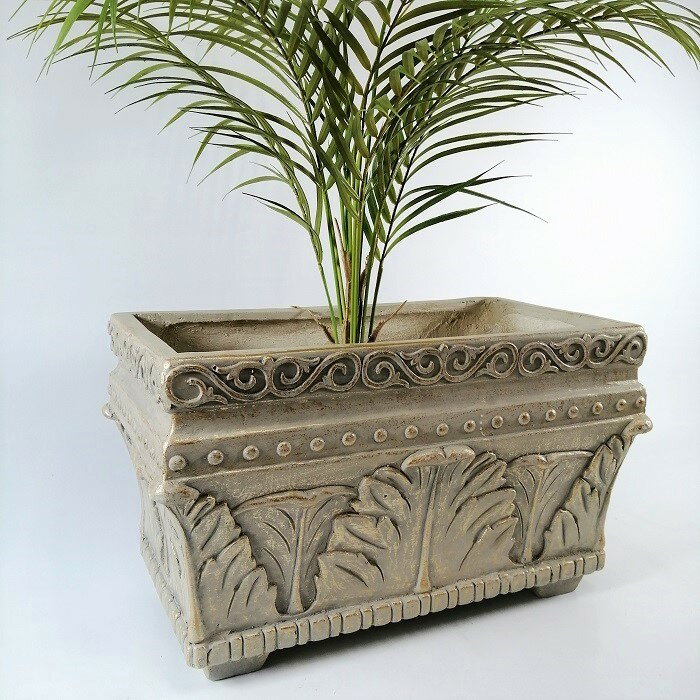 ガーデニング雑貨 植木鉢 プランター グラスファイバー FRP 樹脂 鉢 鉢カバー ガーデン雑貨 ガーデニング 雑貨 アンティーク ナチュラル おしゃれ かわいい ポイント消化 FIBER ビンテージリーフプランター CN-GFB190-100