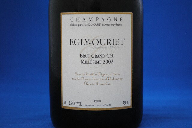 エグリ ウーリエ ブリュット グラン クリュ ミレジメ 2002EGLY-OURIET BRUT GRAND CRU MILLESIME 2002スパークリング　辛口　750ml【ワイン】【シャンパーニュ／シャンパン】【限定品】【父の日】