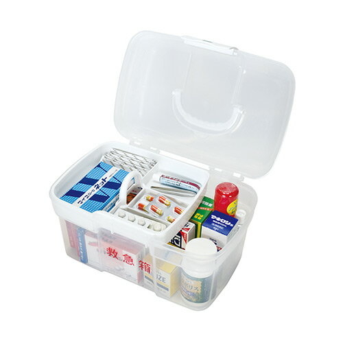 救急箱 キャリング救急箱 薬ケース 持ち手付きトレー付き 薬箱 応急処置 応急手当用品