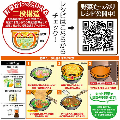 【要エントリー★5/16 01:59まで抽選最大100%ポイント還元★】焼きそば レンジ レンジで焼きそば 1人前 PS-G695レンジ 調理 レンジ 容器 レンチン 焼きそば パックスタッフ電子レンジ 調理器具 2