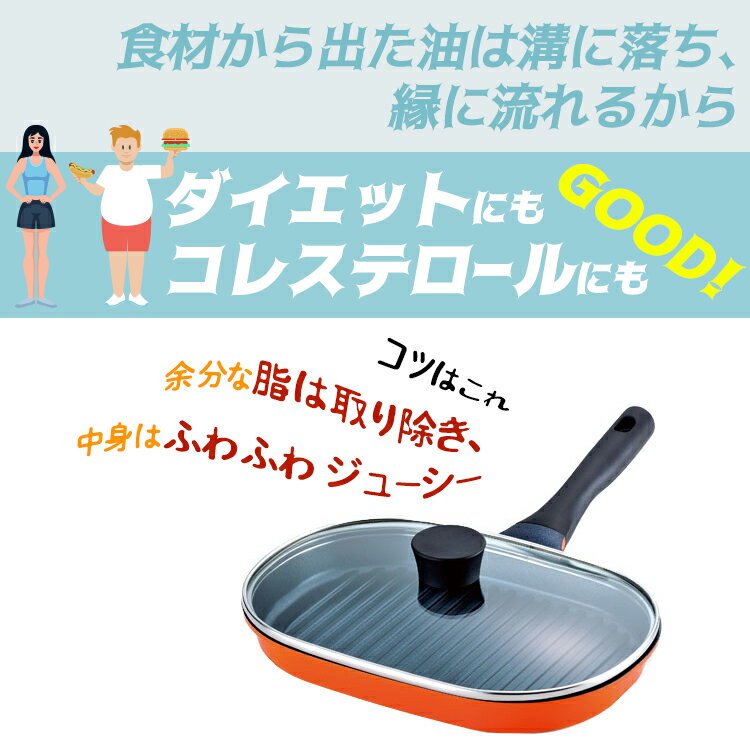 【送料無料】魚焼き器 魚焼きグリル 切身魚サイズ魚焼き コンパクト ガス ih対応 魚焼き器 ガラス蓋付き IH対応 魚焼き グリルパン ガス対応 焼き目 グリル IH フライパン グリル 魚焼き フライパン 魚焼きパン フタ付き プレゼント ギフト 和平フレイズ 3