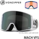 23-24 ボンジッパー マッハ VONZIPPER MACH VFS スノー ゴーグル スノーボード スキー ヘルメット対応 眼鏡対応 ボーナスレンズ SNOWBOARD JAPANFIT 2024 フレーム:WHITE GLOSS レンズ:WILDLIFE WHITE CHROME (4%)