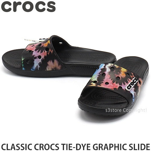 クロックス CROCS クラシック タイダイ グラフィック スライド CLASSIC TIE-DYE GRAPHIC SLIDE アウトドア サンダル 靴 シューズ ユニセックス OUTDOOR カラー:Multi Black/Black