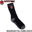 スピットファイヤー SPITFIRE ビッグヘッド フィル エンブ ソックス BIGHEAD FILL EMB SOCK 靴下 くつした クルー丈 スケートボード スケボー メンズ SKATEBOARD カラー:BLACK/CHARCOAL/RED サイズ:OS