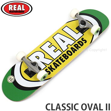 リアル REAL クラシック オーバル 2 CLASSIC OVAL 2 スケートボード スケボー コンプリート キッズ 子供 完成品 初心者 ストリート パーク SKATE COMPLETE カラー:Green/Yellow サイズ:7.5 x 31.2