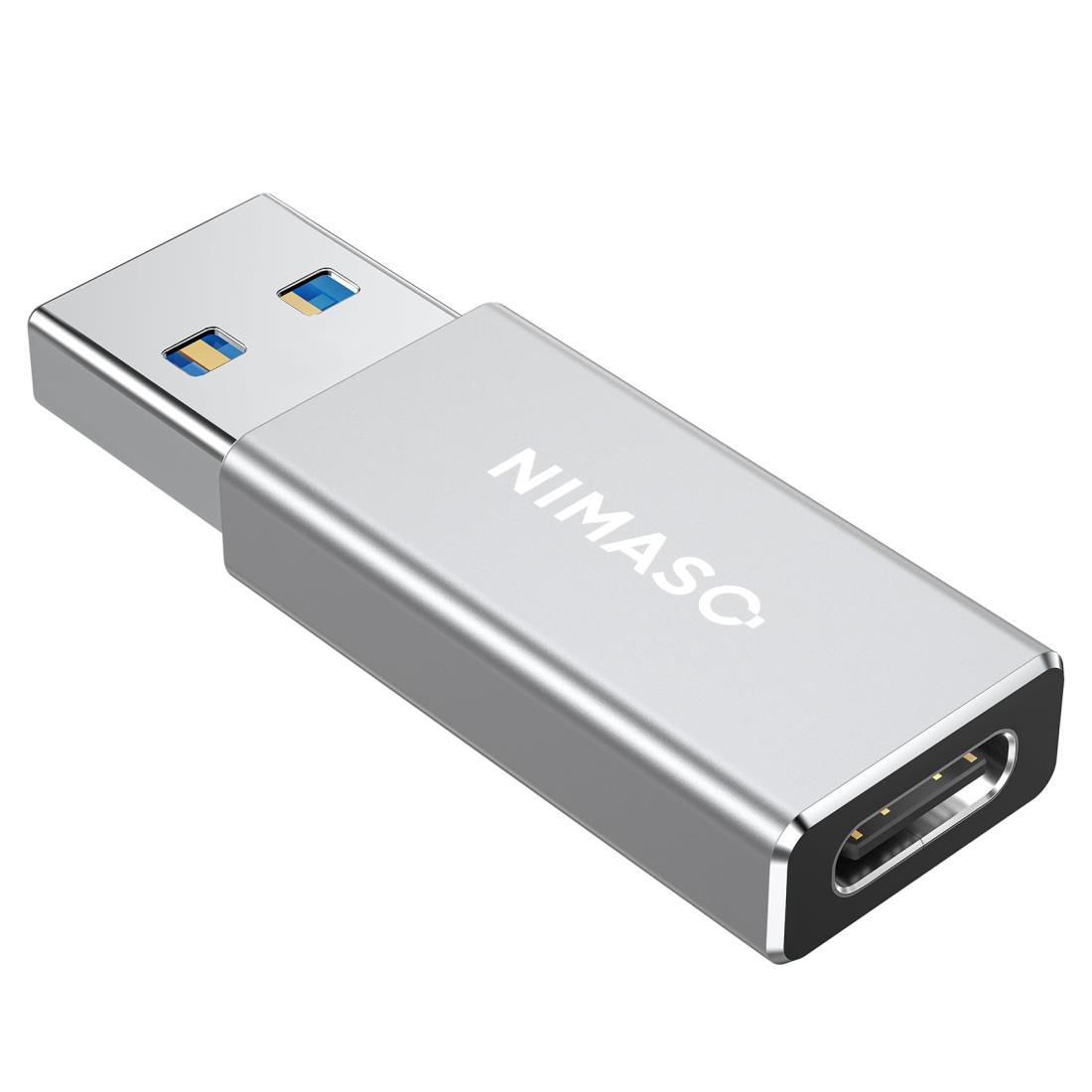 NIMASO USB Type C（メス）to USB 3.0（オス）変換アダプタ【両面USB 3.0 高速データ伝送】QC3.0 高速充電 スマホ/パソコンなどに対応 usb c 変換コネクタ 白银 NAD24D1189