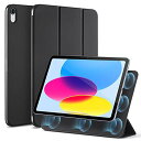 ESR iPad 第10世代 ケース (10.9インチ、2022モデル)専用 強力マグネット吸着式、スリムな三つ折りスタンドケース、自動ウェイク/スリープ、耐久性保護、軽量、シルクのよう滑らか、Reboundシリーズ、ブラック