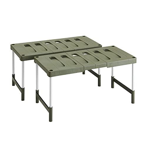 Belca 日本製 収納棚 クローゼット・押入れフリーラック 伸縮タイプ 2台入り 幅76.5~92×奥行37×高さ35・40cm エコグリーン CO-RG2