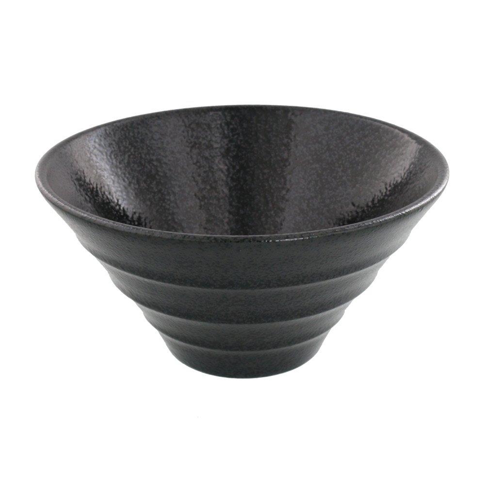 EAST table(イーストテーブル) どんぶり 台形ボーダー 18cm 黒耀 日本製 どんぶり 和食器 食洗機対応 レンジ対応 ym-00202