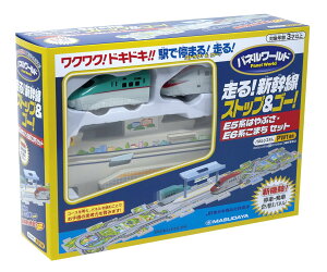 増田屋コーポレーション(Masudaya Corporation) パネルワールド 走る! 新幹線 ストップ&ゴー E5系はやぶさ・E6系こまちセット 電車のおもちゃ レールセット パズル 電池使用 3歳~