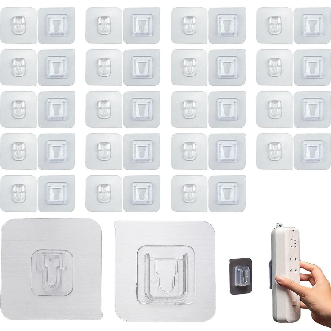 KALOLINNA 電源タップ 固定ホルダー コンセントホルダー 移動可能 粘着 はがせる ネジ止め不要 防湿 透..