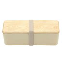 三好製作所(Miyoshi Seisakujyo) BENTO STORE 美しい流線木目 北海道 栓の木から生まれた木蓋 お弁当箱 (本体 電子レンジ対応) スリム ランチボックス 400ml ベージュ W17.8×D5.6×H6.cm 雑貨 北欧 食器 おしゃれ 1段 女性 バンド付 茶色 日本製 0601-0061