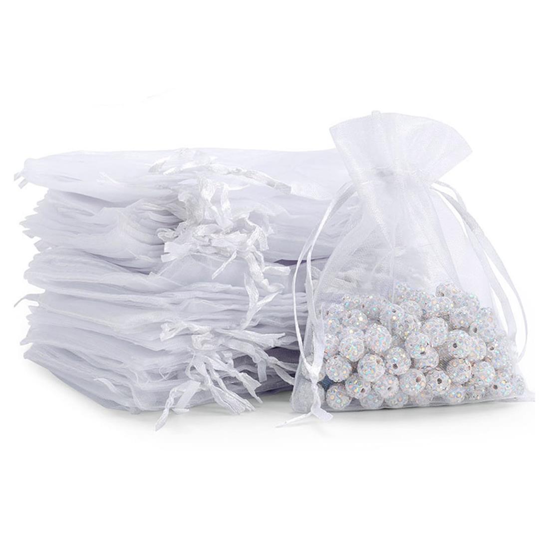 【48pcs】オーガンジー 巾着 ラッピング 袋 プレゼント 袋 小袋 小分け袋 誕生日 結婚式 バレンタイン お返し プレゼント 包装用 ホワイト ギフトバッ...