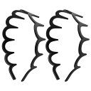 KISARG カチューシャ メンズ コーム付き くし付ヘッドバンド ヘアバンド ヘアアクセサリー 前髪 ヘアアレンジ ブラック2セット
