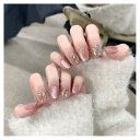 Lwenjing ネイルチップ 付け爪 チップ 3D ネイルチップ 手作りネイルチップ 結婚式ネイルチップ かわいい 短め 長い ネイルチップ 人気 和風 花嫁ネイル 光沢 つけ爪 24枚入 (BY1285)(4)
