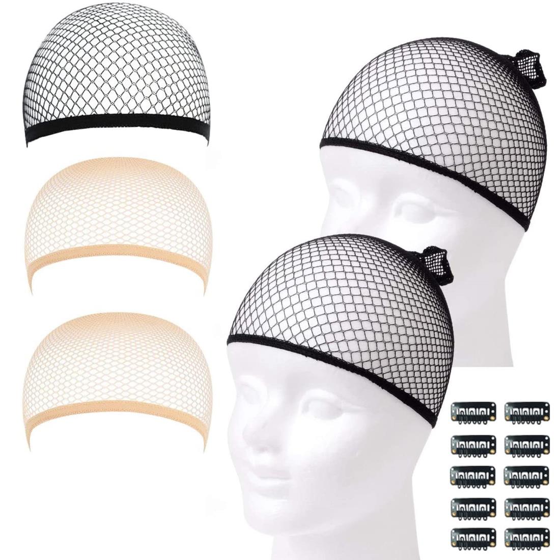 ウィッグネット コスプレ 筒型 黒 肌色 5個セット Yesmart ウィッグキャップ メッシュ メンズ 男女兼用 ヘブラック ベージュ ヘアネット 痛くない ...