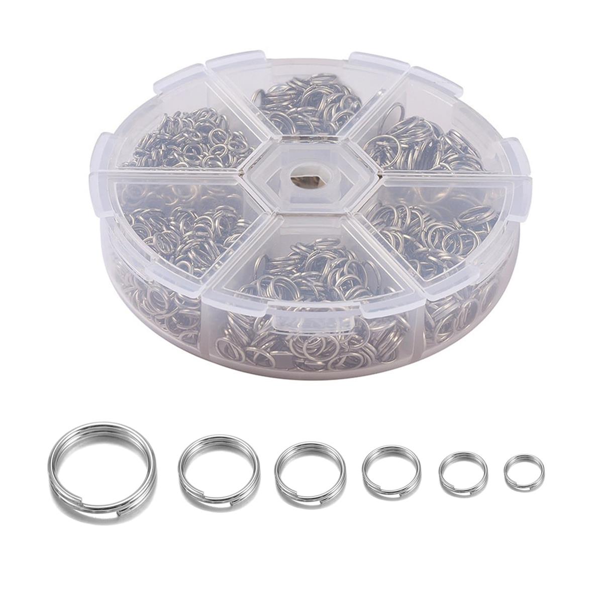 サムコス 二重丸カン 4-10mm 6種 ジャンプリング 金具 基礎パーツ キーホルダー パーツ スプリットキーリング 鉄製 DIY用 クラフト用品 ブレスレッ...