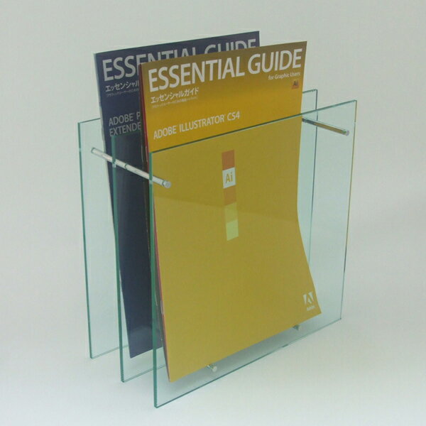 A4カタログスタンド　ガラス色3枚タイプ　パンフレット入れ インテリア　ブックラック　本 新聞 雑誌 ..