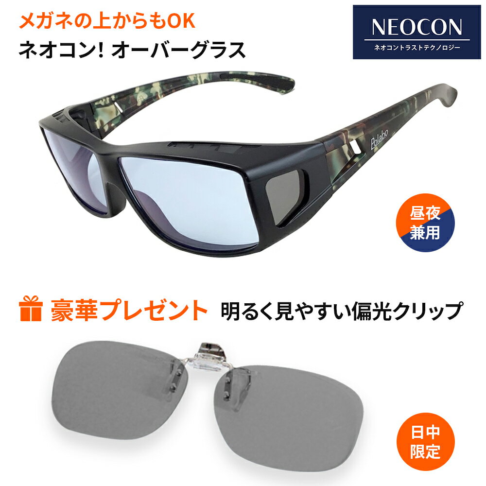 【クーポンで半額→9,990円】 2本組 サングラス ネオコントラスト テクノロジー 偏光 クリップオン 跳ね上げ式レンズ 夜 運転 釣り HSC50SOL+CLIPON-GR40