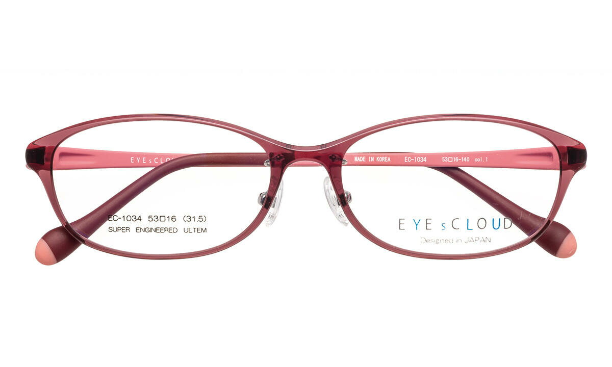 遠近両用メガネ アイクラウド レディース 軽い 痛くない オーバル おしゃれ 遠近両用老眼鏡 境目なし 視力補正 度数調整 度付き HOYA 累進屈折力レンズ 度数 0.75 1.0 1.25 1.5 1.75 2.0 2.25 2.5 2.75 3.5 3.25 3.5 EC1034