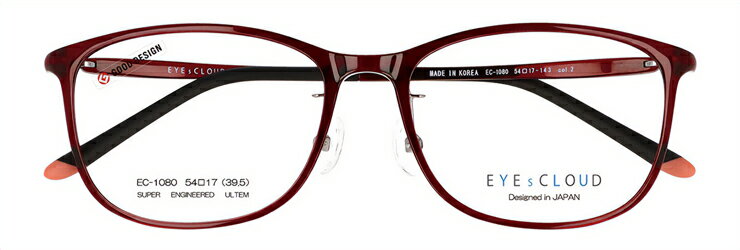 遠近両用メガネ アイクラウド レディース 軽い 痛くない ウェリントン おしゃれ 遠近両用老眼鏡 境目なし 視力補正 度数調整 度付き HOYA 累進屈折力レンズ 度数 0.75 1.0 1.25 1.5 1.75 2.0 2.25 2.5 2.75 3.5 3.25 3.5 EC1080