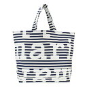 }bR MARIMEKKO / AHKERA TASARAITA LOGO BAG g[gobO #091177 150 OFF WHITE DARK BLUE