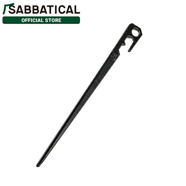 SABBATICAL サバティカル ルート 280は、自動車部品製造メーカーGMBとの共同開発により誕生した、世界初の特殊熱処理を施した鍛造ペグです。チタン合金製のペグと同等の高硬度を実現し、一般的な鍛造ペグの約4倍の硬度を誇るペグです。■SPEC■・サイズ：28cm・重量：約170g・素材：スチール・EDPカチオン塗装※より高い品質と機能を追求するため、スペックや価格などを予告なく変更する場合がございます。予め、ご了承ください。※掲載画像は撮影・表示環境により、実際の商品と色味や質感が異なる場合がございます。あらかじめご了承ください。SABBATICAL｜サバティカルGears for the earth.｜地球の、道具日が昇る。鳥がさえずる。雨が降る。木が揺れる。日が沈む。星が輝く。虫が鳴く。刻一刻と変化する環境の中に身を置くことで、私たちは様々な自然を五感で感じることができます。それらの環境を過ごすためには、良い「道具」が必要不可欠です。常に状況が変化するフィールドに耐えうる機能はもちろんのこと、細部までこだわった道具は、優れた機能故の美しさを備え、使うたびに自分に馴染み唯一無二の道具となっていきます。道具を通して学び、道具と共に成長していく。そんな人と道具の関わりを、私たちは作り続けたいと考えています。地球そのものを体感し、学び、楽しむための「地球の道具」として。